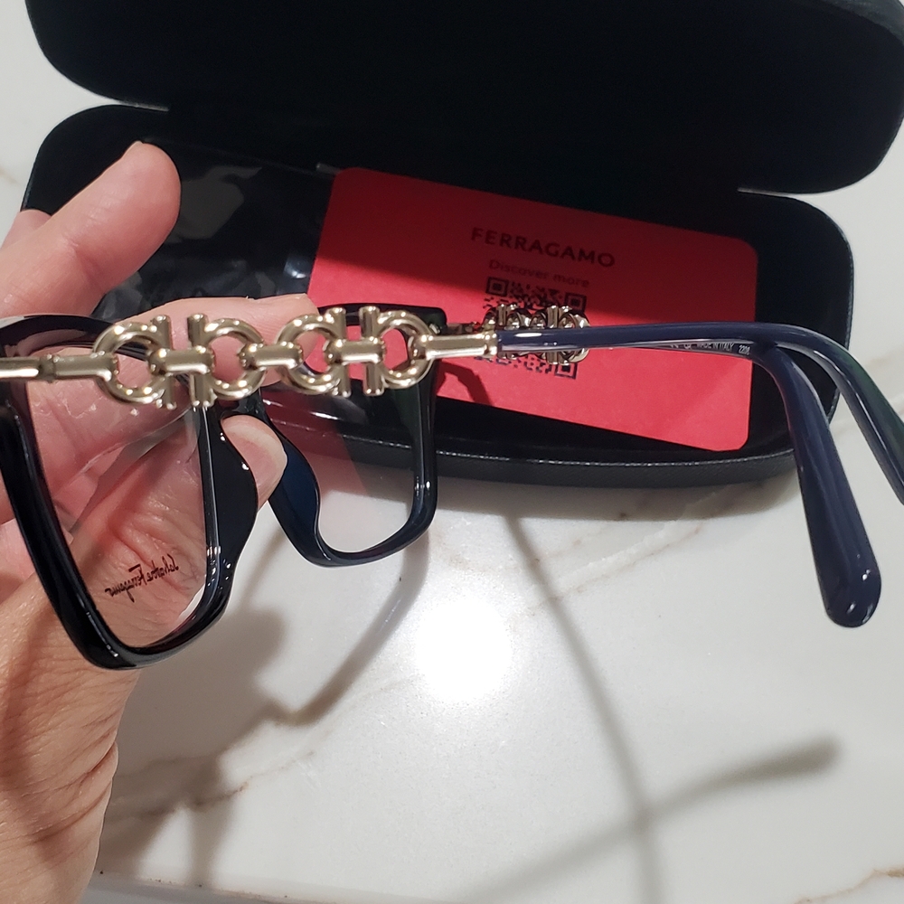 Salvatore Ferragamo Women's Navy and Silver Glasses